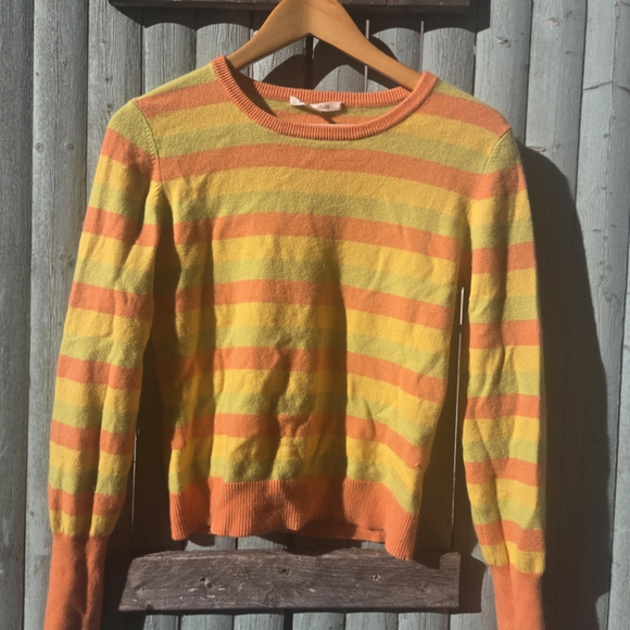 Alice + Olivia Sweaters - Alice + Olivia 100% Cashmere Striped Sweater | Elbow Patches | Size L